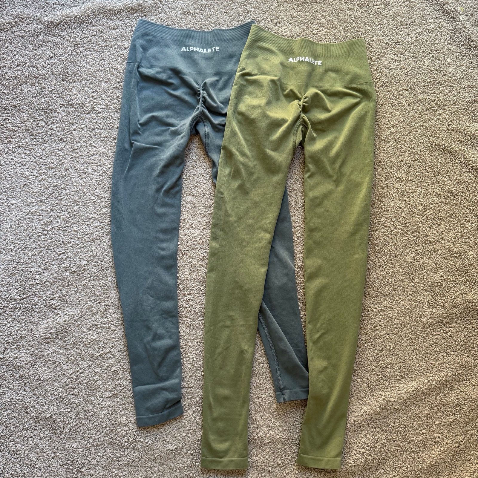Lot Of Two (2) Alphalete Amplify Leggings Women's Xs Muted Blue Olive Green Read — image 2 of 8